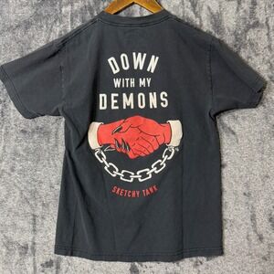 Lurking Class by Sketchy Tank T-Shirt Down With My Demons Black Medium Skater